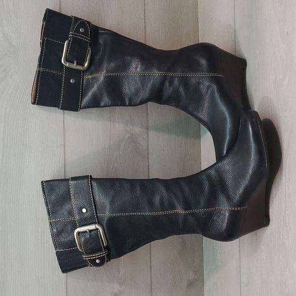 Fossil Womens Leather Comfort Tall Wedge Boots shoes sz 6.5 - Picture 8 of 13